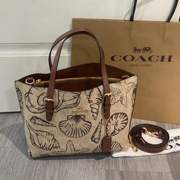 Coach Mollie Tote 25 CBH63 Ocean Shell Graffiti Bag - Picture 1 of 9